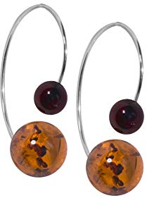 ANDANTE Premium Collection - Echter OSTSEE Bernstein Ohrringe in 925 Sterling Silber - Große Halb Creolen - Beidseitig - Zertifiziert - Gold des MEERES - Farbe KIRSCHE und COGNAC