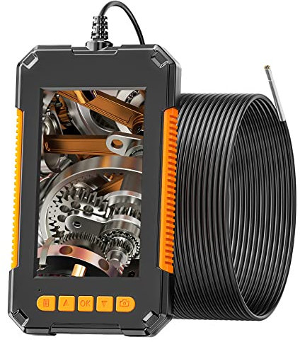 DDENDOCAM Endoscope Industriel, Endoscope Numérique 1080P HD, écran 4,3 Pouce, 3.9mm Caméra d'Inspection étanche IP67 avec 6 Lumières LED, Câble Semi-Rigide, Carte Mémoire de 32G (2M)