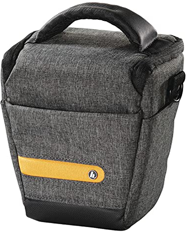 Hama Kameratasche Terra aus Recycling-Polyester (Fototasche für Digitalkamera 16x10 x16 cm, Trageriemen zum Umhängen als Schultertasche, Gürtelschlaufe zum Tragen als Bauchtasche, Tragegriff) grau