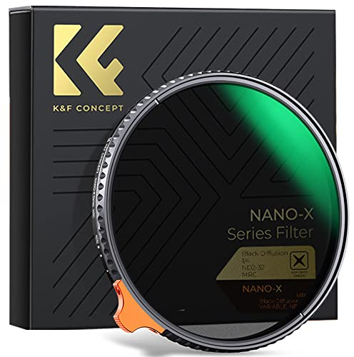 K&F CONCEPT 67mm 1/4 Black-Mist & Variable ND2-32 Filters, Multi-functional Black Diffusion Adjustable ND 2-in-1 Filters Neutral Density for DSLR Lens
