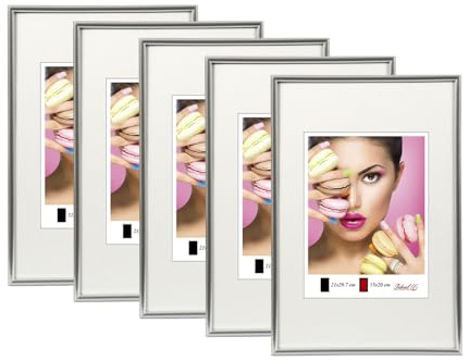 IDEAL TREND 2er 3er 5er Pack Photo Style Set Bilderrahmen Wanddeko Collage Poster Kunststoff Rahmen: Farbe: 5er Pack Silber | Format: 40x60