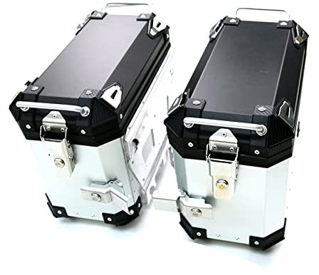 WHYUNM26 38L Motorrad Seitenbox wasserdichte Aluminium Werkzeugbox Links Rechts Box Gepäck Werkzeugkasten Aufbewahrung Schlüsselschloss Heckbox Fall 2 Stück,Silver