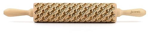 Folkroll Teigrolle Pferde, groß, 43 cm, Nudelholz, Prägerolle, Muster, Motiv, Rolle, Buchenholz, 332740
