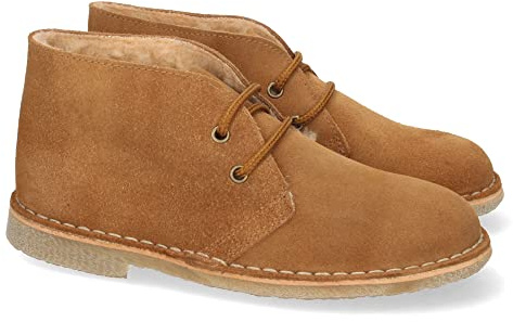 shoes&blues.es Botin Desert Boots Mujer y Caballero de Piel Serraje y Borreguillo, Suela de Crepe Antideslizante Confortables, con Cierre de Cordones.