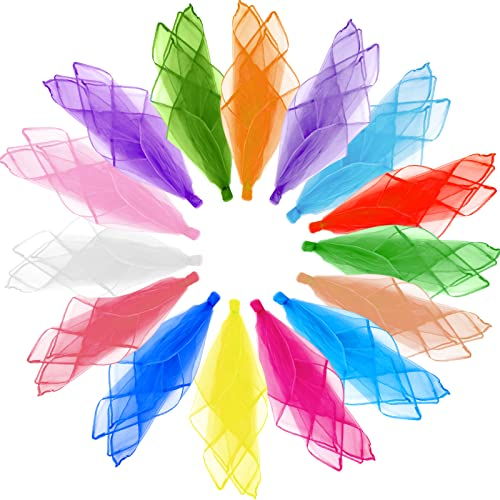 AHSONLUF 30 Stück tücher Jongliertücher Tanz Tücher, 15 Farben Gymnastiktücher Square Jonglier Schals Performance Sensorisches Tanztücher für Kindergarten Kinder Mädchen Zeigen Belly Dance,60 x 60 cm