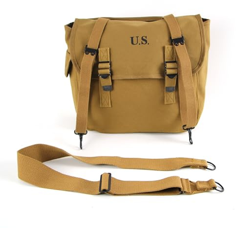 ANQIAO WW2 US M1936 Musette Messenger Canvas Bag WWII Haversack Leichte Crossbody Vintage Satchel