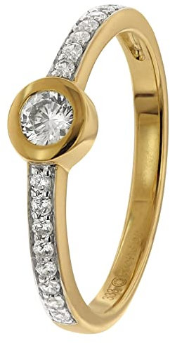 trendor Damenring Gold 333 mit Zirkonia zauberhafter Ring aus Gelbgold für Frauen, elegante Geschenkidee 41330-52 Ringgröße 52/16,6
