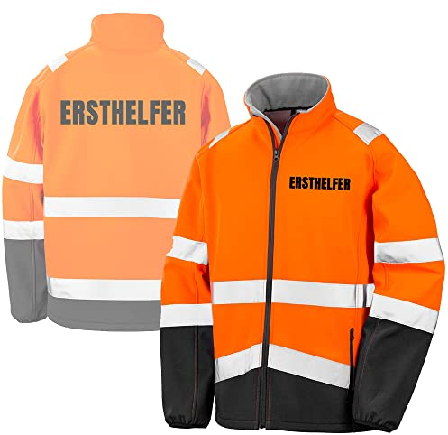 Fassbender-Druck WARNWESTEN - ERSTHELFER Sicherheitsjacke ORANGE aus Softshell - ORANGE Warnjacke nach EN ISO 20471 zertifiziert - Unisex und hochwertigem Reflektorstreifen (Gr. M)