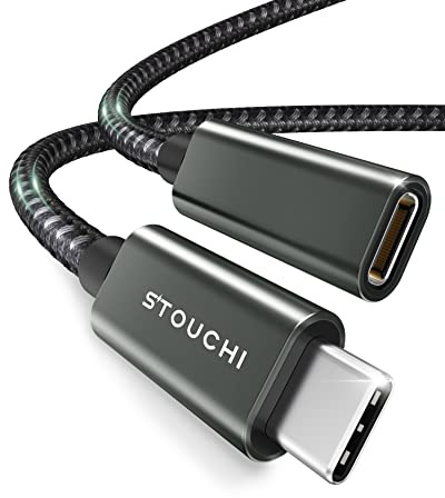 Stouchi USB C Verlängerungskabel 1m, USB Typ C Stecker auf Buchse USB 3.2(10 Gbit/s) 100W Schnelllade-und Audio-Datenübertragungskabel Kompatibel für Pad mini 6,M1 M2 MacBok Pro,Pixel 7 Dunkelgrün