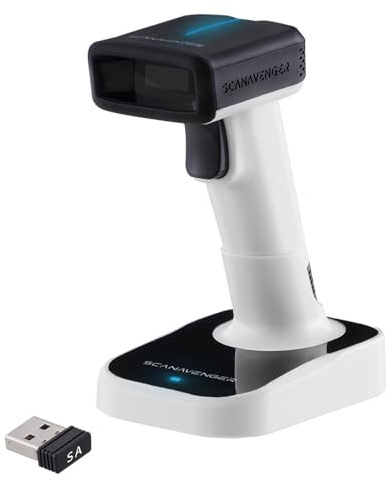 ScanAvenger Wireless 1D&2D with Stand Bluetooth Barcode Scanner: Cordless, Rechargeable, Inventory Management Handheld, USB Bar Code/QR Reader (1D&2D Barcode Scanner With Upgraded Next Gen Stand)
