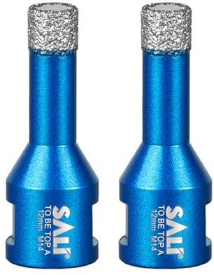 Diamant Trockenbohrer Fliesenbohrer 12mm 2 Stücke M14 Gewinde Diamantbohrer Glasbohrer Set Lochsäge für Keramik, Granit, Porzellan, Fliesen, Feinsteinzeug, Mauerwerk, Marmor, für Winkelschleifer