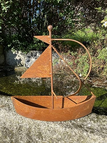 Rostalgie Edelrost Mini Segelboot - Höhe 28 cm