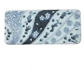 REIK Teller Kreativer handbemalter rechteckiger Keramik-Essteller Dessert-Gebäck-Snack-Teller Westlicher Flacher Teller Sushi-Teller Nudelplatte (Color : 11.8in)