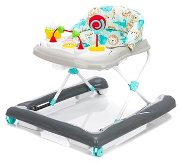 Fillikid Gehfrei Lauflernwagen Exclusiv | Lauflernhilfe mit Spielbrett & Anti-Rutsch-Funktion | Lauflernwagen 3 fach höhenverstellbar | Baby Walker mit waschbaren Einhang