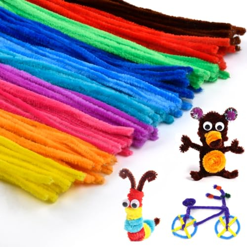 BATINO 100 Stück Pfeifenputzer Bunt zum Basteln, Pfeifenreiniger Bunt zum Basteln Chenilledraht Pfeifenputzer Lang 30cm X 6mm Pipe Cleaner Basteln für DIY Handwerksprojekte (Mehrfarbig)