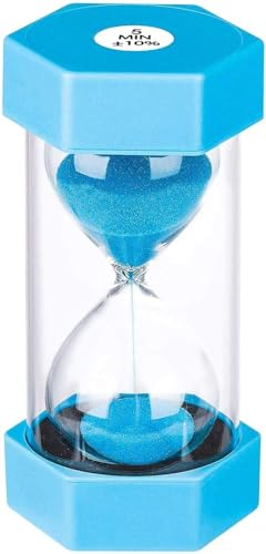 SuLiao Clessidra 5 minuti blu, set timer per orologio uova, vetro colorato, timer per bambini, scuola, bambini, pulizia dei denti, kita, ufficio, casa, decorazione, giochi, aula, cucina