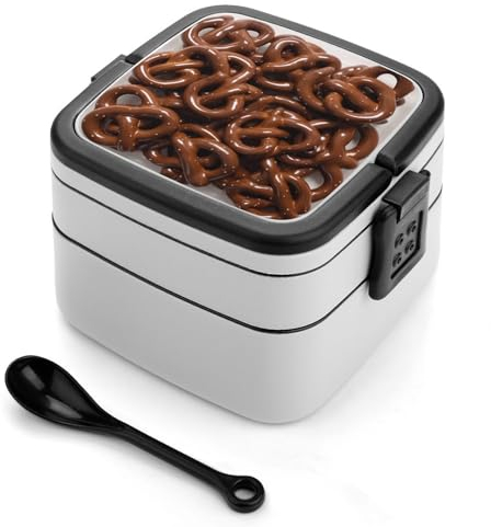 GFLFMXZW A Plate of Black Food Bento Box Adult Lunch Box All-in-One Lunch Containers with Removable Compartments Double Layer Bento Lunch Box with Spoon And Handle Stackable Lunchbox