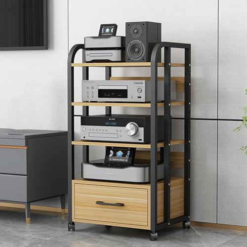 audio rack hifi regal HiFi-Audio-Rack-Schrank für Zuhause, 100 cm hoch, großer Audio- und Video-Medienständer für Verstärker/Plattenspieler/Stereo-Receiver – Eck-Entertainment-Center, Druckerständer m