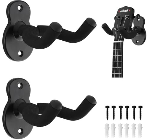3 Stück Gitarrenhalter, Gitarren-Wandhalterung, Gitarrenhalterung, Metall-Gitarren-Aufhänger mit Schwamm, Wand Gitarren-Haken-Halter für Gitarren, Bässe, Akustikgitarre, Mandala, Banjo, Ukulelen