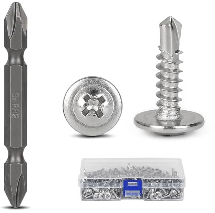 SUPAWAY Lot de 300 4,8 x 16mm Vis à tôle 410 Vis autoforeuse inox Vis métalliques pour fixation de tôle Empreinte PH/Cruciforme Auto-perceuses Autotaraudeuse pour métal pour tôle dacier aluminium bois