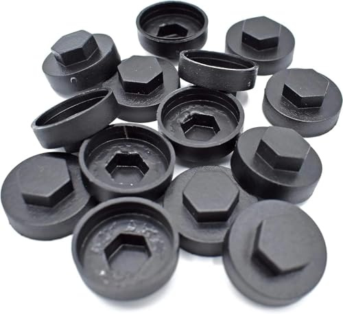 19mm Black Plastic Hex Caps for Gash Point Roofing Tek Screws - Pack of 250