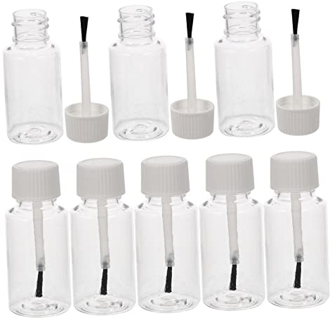 AUTSUPPL 8pcs Empty Nail Polish Bottles Pet Cylinder Containers 20ml Leak-proof Easy to Carry High-class Style Lightweight Brush Bottles for Travel Grooming on The Go