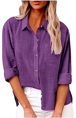 LRMQS Button Down Camicie per le Donne Garza Cotone Manica Lunga Camicia Colletto Plus Size Camicette 2025 Estate Lino Top Abbigliamento