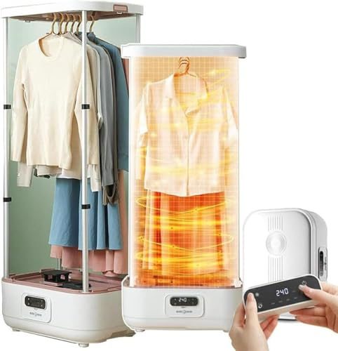 LQQYJSM Asciugatrice A Vapore Portatile da 1000 W, Macchina da Stiro Automatica con Telecomando, Asciugatrice Elettrica, Circolazione dell'Aria Calda A 360°/Timer Intelligente da 240 Minuti