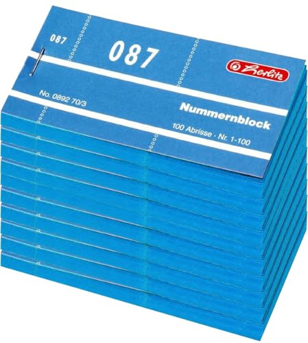 Herlitz Nummernblöcke 1-1000/892703 105x50 mm sortiert Inh.1x10Stück (Blau)