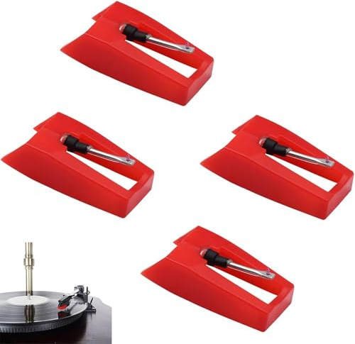 4PCS Record Player Needle, Turntable Diamond Replacement Stylus Needles, Ruby Tip Turntable Needles, Record Player Needle Replacement, for Vinyl Record Player, LP, Phonograph, Most Record Players