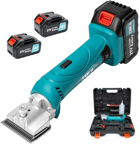 Anbull Tosatrice per Cavalli con 2 batterie 4Ah, motore potente 2800 RPM, tosatrice professionale per pelo spesso e annodato, 6 velocità