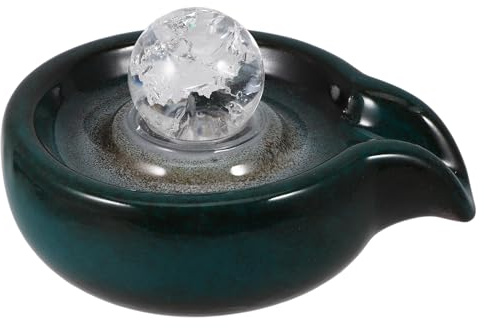 UPKOCH Fontaine Décorative en Céramique Boule Cristal Vert Paon Accessoire pour Cascade Intérieure Sortie D’Eau pour Décoration de Jardin et Circulation D’Eau Paisible 1 Pièce