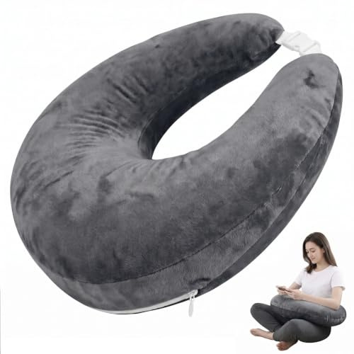 Huwaovi Coussin de Lecture Ergonomique en Forme U, Oreiller de Soutien pour Bras Adulte, Coussin de Crochet et Tricot pour Jeu Vidéo, Housse Lavable, Soulage Les Tensions pour Lit, Canapé et Sol