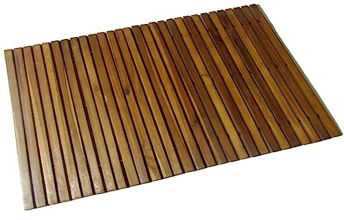vidaXL Holz Badematte 80x50cm Badteppich Badvorleger Fußmatte Duschvorleger