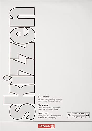 Brunnen Zeichen-/Skizzenblock (A3, 190 g/m², 50 Blatt) keine Perforation