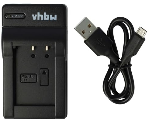 vhbw Ladegerät kompatibel mit Sony Cybershot DSC-HX400V, DSC-HX50, DSC-HX50V, DSC-HX400 Kamera Camcorder/Akku - Ladeschale, Ladeanzeige, 4,2 V