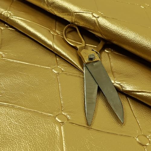 Redbrick Mill Fabrics Kunstleder Chesterfield Design Glanz Gold Kunstleder Polstermöbel Sitzstoff (Meterware)