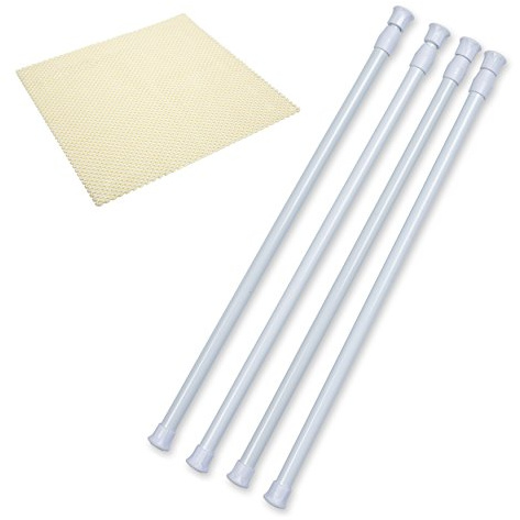 Danily 4er-Pack Einstellbare Federspannstangen 40 bis 70 cm, weiß, Werden mit einem rutschfesten Regalboden geliefert