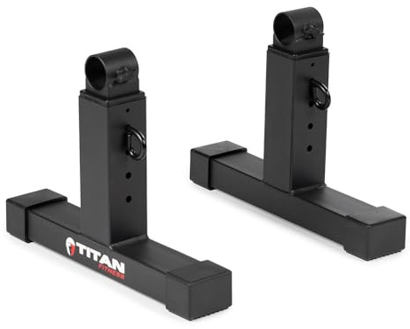 Titan Fitness Adjustable Deadlift Pulling Blocks, Olympic Barbell Jack, 1,300 LB Capacity, 4 Height Settings for Home Gym Weightlifting