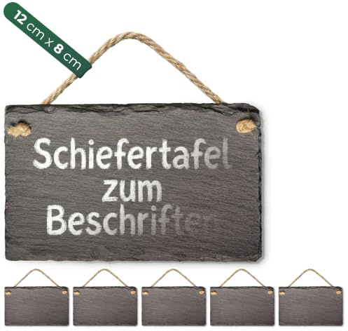 Schiefertafel zum Aufhängen mit Juteband Memotafel Kreidetafel Wandeko (6, 8 cm Tafel)