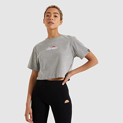Ellesse Fireball Cropped T-Shirt Maglietta Donna, Donna, Maglietta, SGB06838, Grey Marl (Grigio), XL
