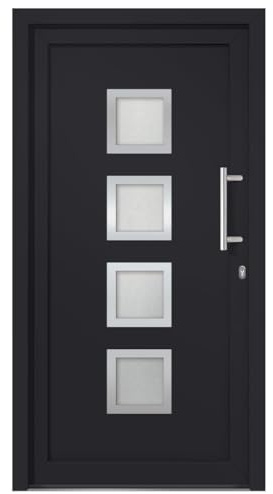 vidaXL Porte d'Entrée Principale Sécurité Charnières Réglables 3D Serrure à Tête de Champignon à 5 Points Extérieur Maison Anthracite 98x190 cm