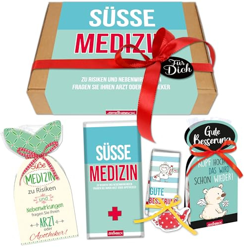 STEINBECK Gute Besserung Geschenk-Set Schokolade Fruchtgummi Bonbons Gesundheit Mitbringsel Genesungswünsche