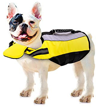 PETCUTE Schwimmweste für Hunde - Wassersport Schwimmhilfe, Reflektierend, Gelb, Polyester, Sommer, Unisex, Klein bis Groß