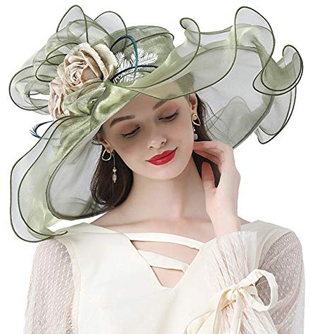 ORIDOOR Women Organza Fascinator Church Derby Hat Floral Tea Party Wedding Hat
