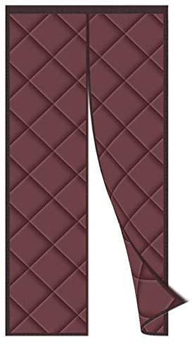 Magnet Thermo Türvorhang 100x240CM, Wärmedämmung Gegen kalte Zugluft Baumwollvorhang Automatischer Verschluss Magnetische Adsorption, für Balkontür, Küche - Braun