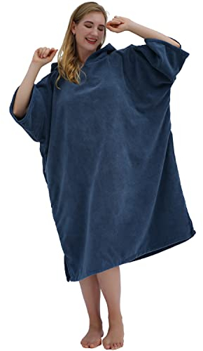 Winthome Changing Bath Robe, Surf Poncho Towel with hooded (M, Dark Blue)