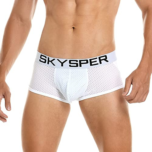 SKYSPER Jockstrap Athletic Supporters for Men Jock Strap Male Underwear Men's Thong Jockstrap Underwear, Sg19-white, S