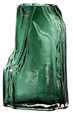 Vase Glas Deko Grün Vintage Landhausstil Blumenvasen Handgefertigt für Tischdeko Eingangsbereich Home Office, Geschenk zur Hochzeit Einzugsfeier 21,5cm