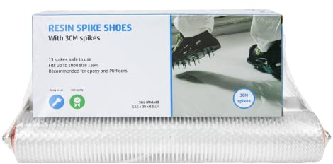 Nagelschuhe Profi mit Entlüftungsroller 40cm set | 13 Nägeln, 3 CM, Vormontiert | Für Epoxidböden und PU-Böden, Stachelwalze, Nagelwalze, Nagelsohle, Estrichschuhe, Ausgleichsmasse